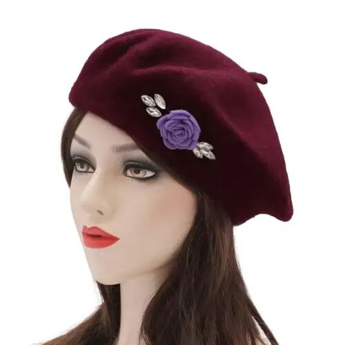 ZLYC Wool French Beret Hat Solid Color Classic Artist Cap for Women | soft warm,Parisian café daily styling, office blazer workwear, city travel photo shoot,festival vintage party artist costume - 3