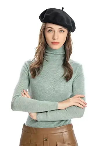 ZLYC Wool French Beret Hat Solid Color Beret Cap for Women Girls - 8