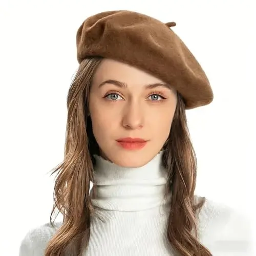 ZLYC Wool French Beret Hat Solid Color Beret Cap for Women Girls 