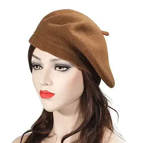 ZLYC Wool French Beret Hat Solid Color Beret Cap for Women Girls - 2