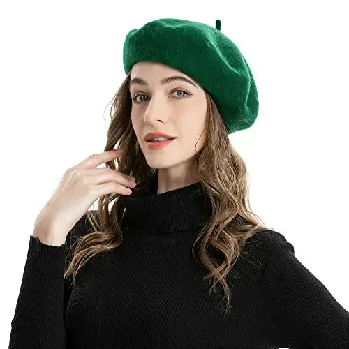 ZLYC Wool French Beret Hat Solid Color Beret Cap for Women Girls - 2