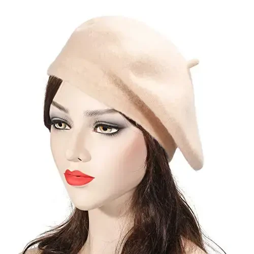 ZLYC Wool French Beret Hat Solid Color Beret Cap for Women Girls - 2