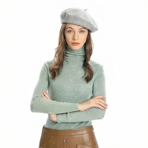 ZLYC Wool French Beret Hat Solid Color Beret Cap for Women Girls - ZLYC (1)