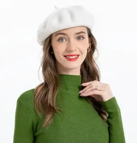 ZLYC Wool French Beret Hat Solid Color Beret Cap for Women Girls - 3