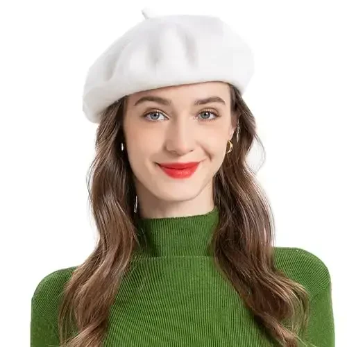 ZLYC Wool French Beret Hat Solid Color Beret Cap for Women Girls 