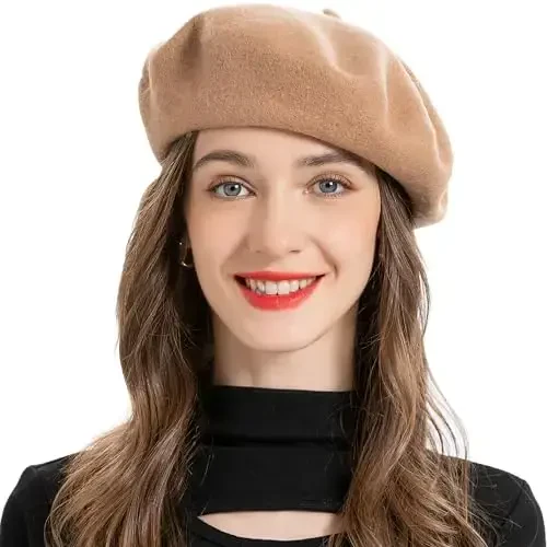 ZLYC Wool French Beret Hat Solid Color Beret Cap for Women Girls 