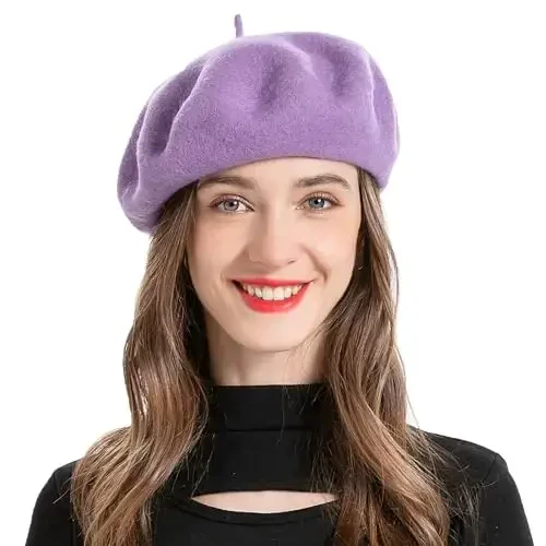 ZLYC Wool French Beret Hat Solid Color Beret Cap for Women Girls 