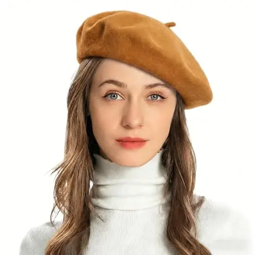 ZLYC Wool French Beret Hat Solid Color Beret Cap for Women Girls 