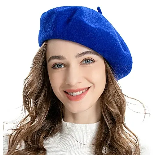 ZLYC Wool French Beret Hat Solid Color Beret Cap for Women Girls - 1