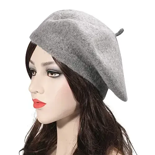 ZLYC Wool French Beret Hat Solid Color Beret Cap for Women Girls - 2