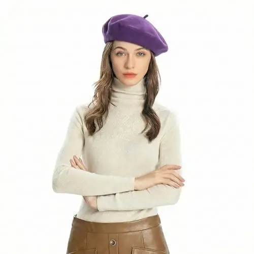 ZLYC Wool French Beret Hat Solid Color Beret Cap for Women Girls - ZLYC (1)