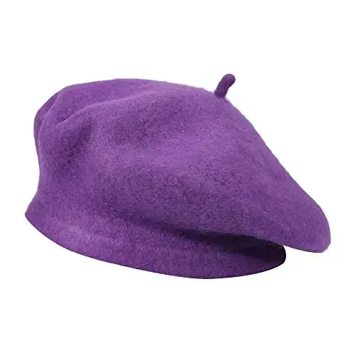 ZLYC Wool French Beret Hat Solid Color Beret Cap for Women Girls 