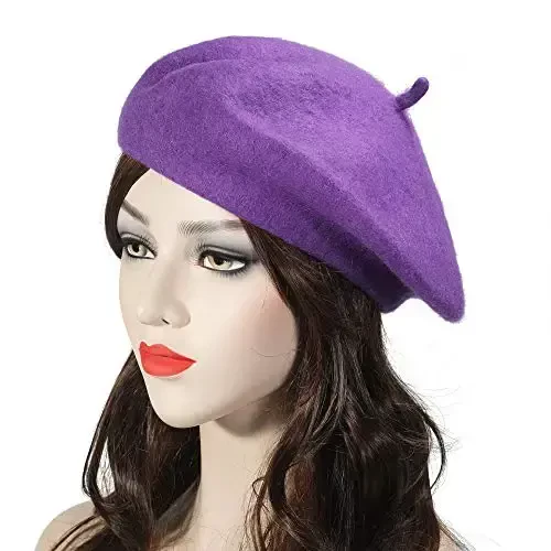 ZLYC Wool French Beret Hat Solid Color Beret Cap for Women Girls - 3