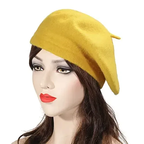 ZLYC Wool French Beret Hat Solid Color Beret Cap for Women Girls - 2