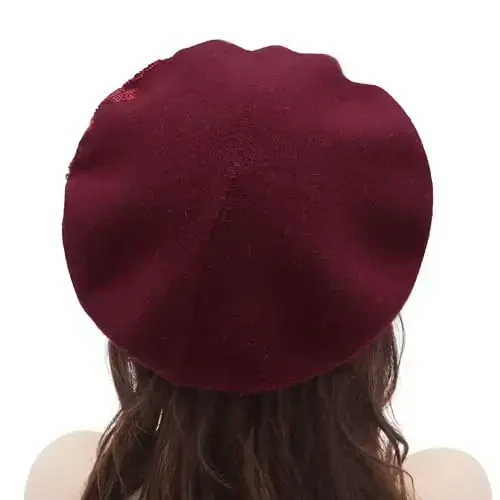 ZLYC Женская французская берета, двусторонняя вязаная теплая шапка для дам и девушек - 3