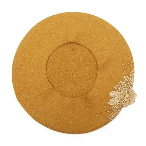 ZLYC Женская французская беретка, двусторонняя однотонная мозаичная теплая беретка CasModazoneere для девочек - 5