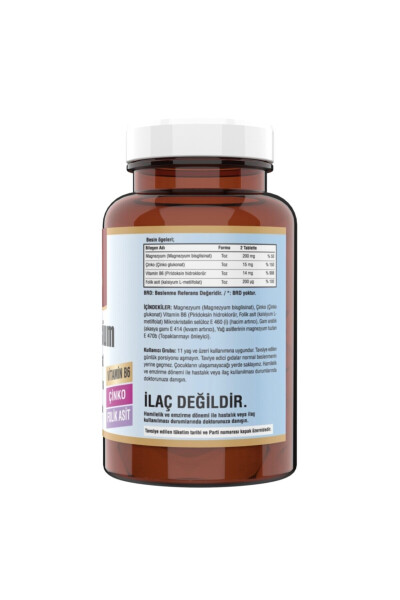 ZMA Magniy Bisglitsinat Sink Folik Kislota Vitamin B6 60 Tabletka - NCS (1)