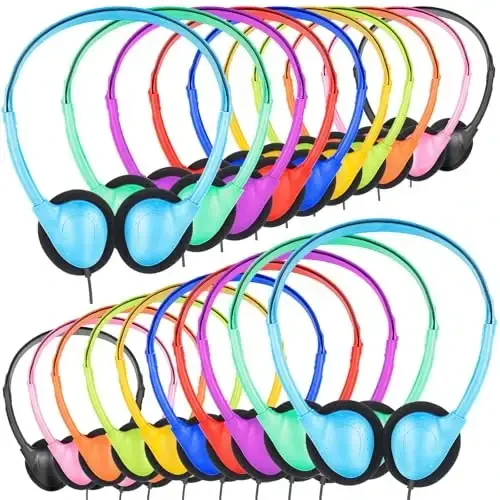 ZNXZXP 18 Pack Classroom Kids Headphones Bulk for School Students Children Teen Boys Girls, Wholesale Bulk Headphones for Classroom Earphones 3.5mm Jack Mix Colors (B) - ZNXZXP