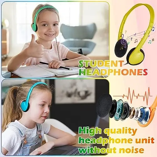 ZNXZXP 18 Pack Classroom Kids Headphones Bulk for School Students Children Teen Boys Girls, Wholesale Bulk Headphones for Classroom Earphones 3.5mm Jack Mix Colors (B) - 7