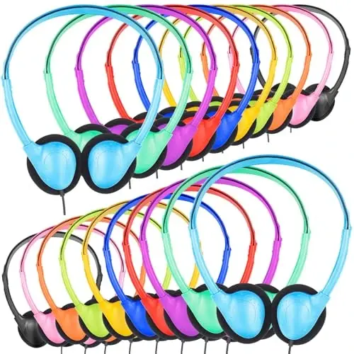 ZNXZXP 18 Pack Classroom Kids Headphones Bulk for School Students Children Teen Boys Girls, Wholesale Bulk Headphones for Classroom Earphones 3.5mm Jack Mix Colors (B) 