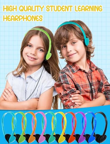 ZNXZXP 20 Pack Bulk Classroom Headphones for Students Kids School, Wholesale Headphones Class Set with 3.5mm Jack for Chromebook Laptop PC Computer (10 Mixed Colors) - 6