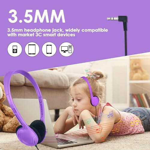 ZNXZXP Kids Headphones Bulk 20 Pack for School Classroom School Student Children Toddler Boys Girls Teen and Adult,Class Set of Headphones for Students Computer 3.5mm Jack (10 Multi Color) - 6