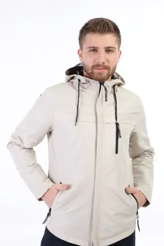 Zodiac Hooded Waterproof Raincoat Beige-Beige - 1