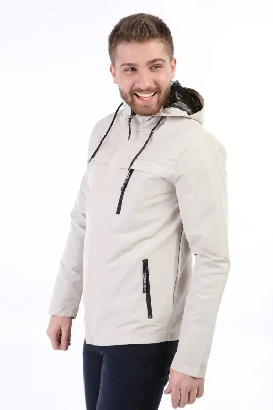 Zodiac Hooded Waterproof Raincoat Beige-Beige - 3