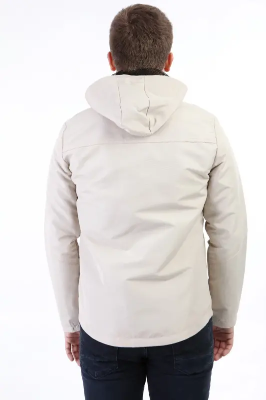 Zodiac Hooded Waterproof Raincoat Beige-Beige - 4