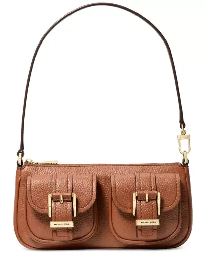 Michael Kors Zoe Small Leather Convertible Slim Shoulder Bag - Luggage 