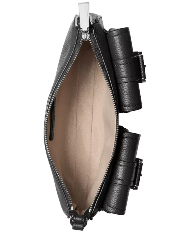Zoe Small Charm Leather Convertible Shoulder Bag-Black - 2