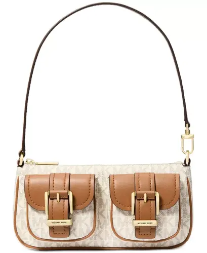 Zoe Small Convertible Slim Shoulder Bag - Vanilla/Acorn 