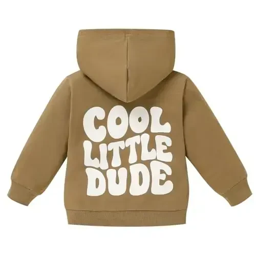 ZOELNIC Toddler Baby Boy Fall Winter Hooded Clothes Baby Boy Hoodie Tops Letter Printed Long Sleeve Sweatshirt 