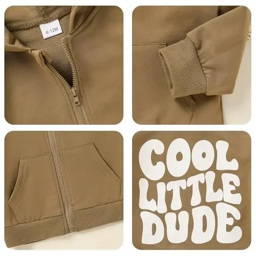 ZOELNIC Toddler Baby Boy Fall Winter Hooded Clothes Baby Boy Hoodie Tops Letter Printed Long Sleeve Sweatshirt - 6