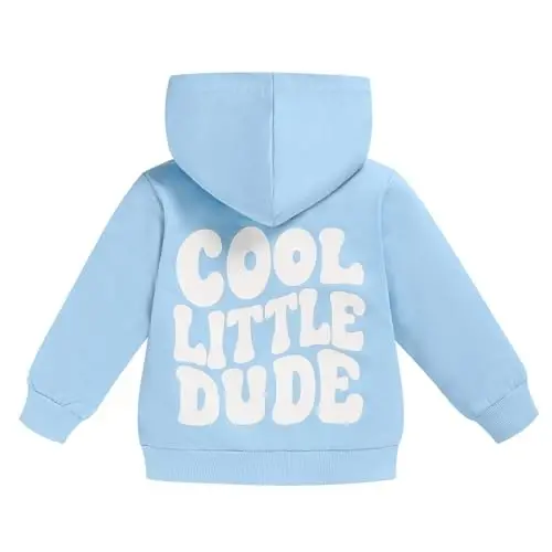 ZOELNIC Toddler Baby Boy Fall Winter Hooded Clothes Baby Boy Hoodie Tops Letter Printed Long Sleeve Sweatshirt - 1