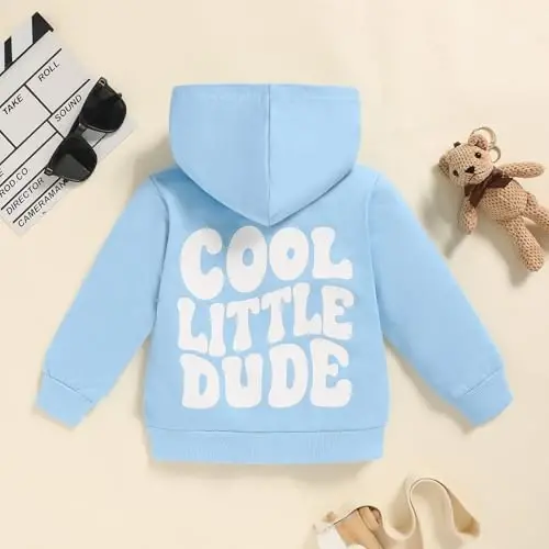 ZOELNIC Toddler Baby Boy Fall Winter Hooded Clothes Baby Boy Hoodie Tops Letter Printed Long Sleeve Sweatshirt - 3
