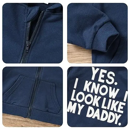 ZOELNIC Toddler Baby Boy Fall Winter Hooded Clothes Baby Boy Hoodie Tops Letter Printed Long Sleeve Sweatshirt - 5