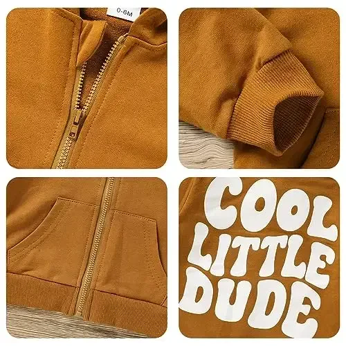 ZOELNIC Toddler Baby Boy Fall Winter Hooded Clothes Baby Boy Hoodie Tops Letter Printed Long Sleeve Sweatshirt - 5