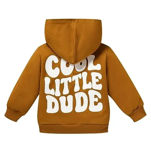 ZOELNIC Toddler Baby Boy Fall Winter Hooded Clothes Baby Boy Hoodie Tops Letter Printed Long Sleeve Sweatshirt - 1