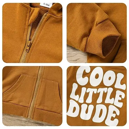 ZOELNIC Toddler Baby Boy Fall Winter Hooded Clothes Baby Boy Hoodie Tops Letter Printed Long Sleeve Sweatshirt - 5