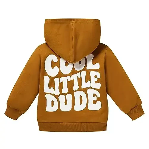 ZOELNIC Toddler Baby Boy Fall Winter Hooded Clothes Baby Boy Hoodie Tops Letter Printed Long Sleeve Sweatshirt - 1