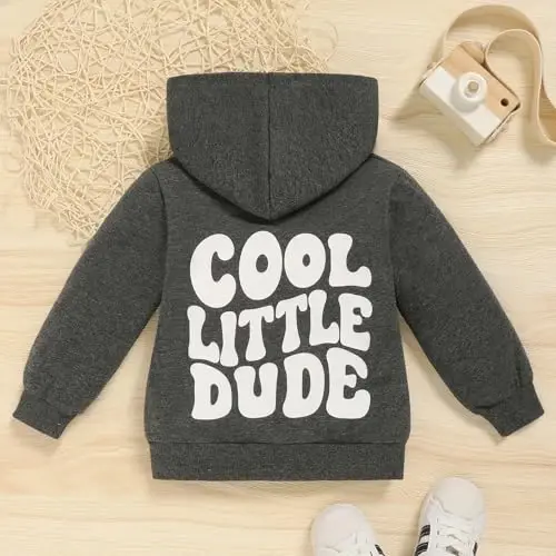 ZOELNIC Toddler Baby Boy Fall Winter Hooded Clothes Baby Boy Hoodie Tops Letter Printed Long Sleeve Sweatshirt - 3
