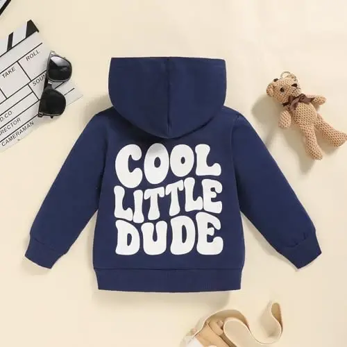 ZOELNIC Toddler Baby Boy Fall Winter Hooded Clothes Baby Boy Hoodie Tops Letter Printed Long Sleeve Sweatshirt - 3