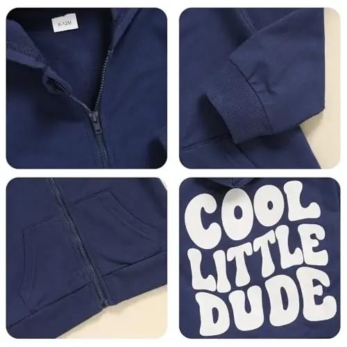 ZOELNIC Toddler Baby Boy Fall Winter Hooded Clothes Baby Boy Hoodie Tops Letter Printed Long Sleeve Sweatshirt - 4