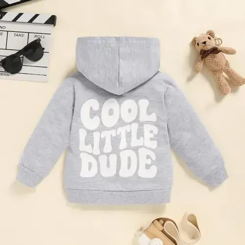 ZOELNIC Toddler Baby Boy Fall Winter Hooded Clothes Baby Boy Hoodie Tops Letter Printed Long Sleeve Sweatshirt - 3