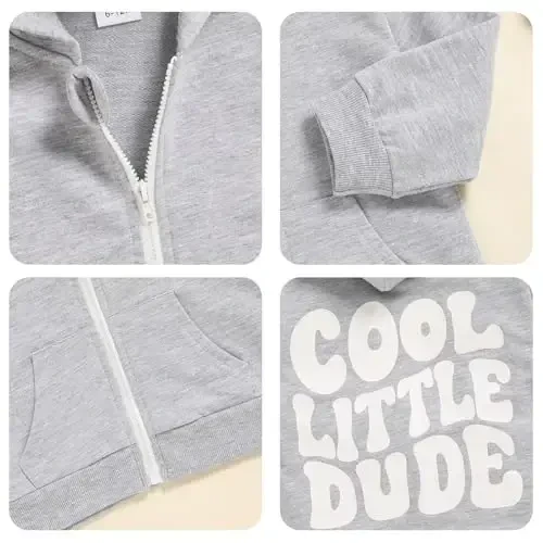 ZOELNIC Toddler Baby Boy Fall Winter Hooded Clothes Baby Boy Hoodie Tops Letter Printed Long Sleeve Sweatshirt - 4