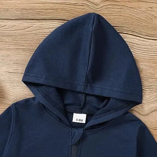 ZOELNIC Toddler Baby Boy Fall Winter Hooded Clothes Baby Boy Hoodie Tops Letter Printed Long Sleeve Sweatshirt - 6