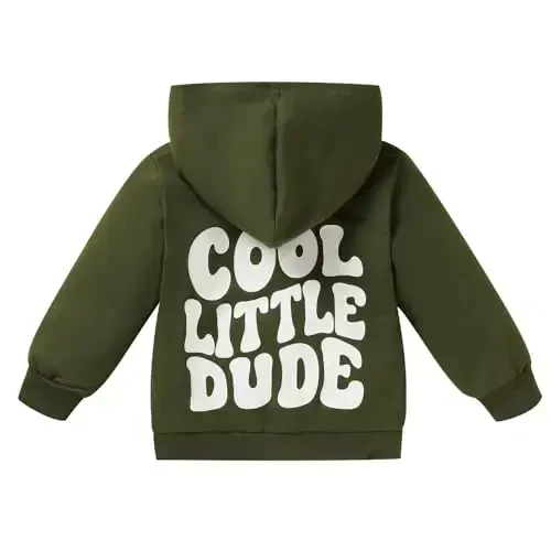 ZOELNIC Toddler Baby Boy Fall Winter Hooded Clothes Baby Boy Hoodie Tops Letter Printed Long Sleeve Sweatshirt - 1
