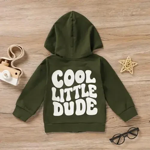 ZOELNIC Toddler Baby Boy Fall Winter Hooded Clothes Baby Boy Hoodie Tops Letter Printed Long Sleeve Sweatshirt - 3