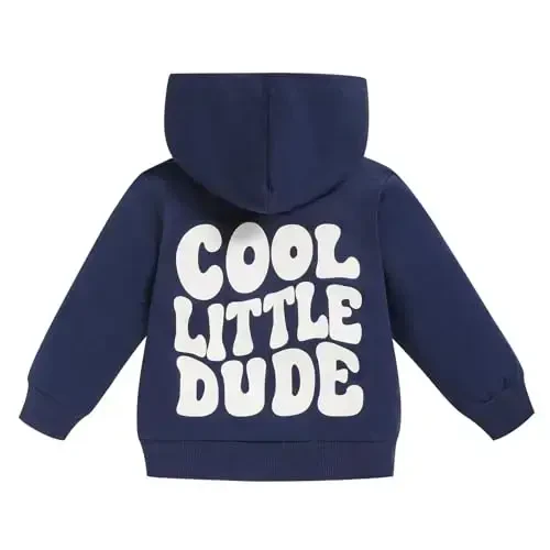 ZOELNIC Toddler Baby Boy Fall Winter Hooded Clothes Baby Boy Hoodie Tops Letter Printed Long Sleeve Sweatshirt - 1